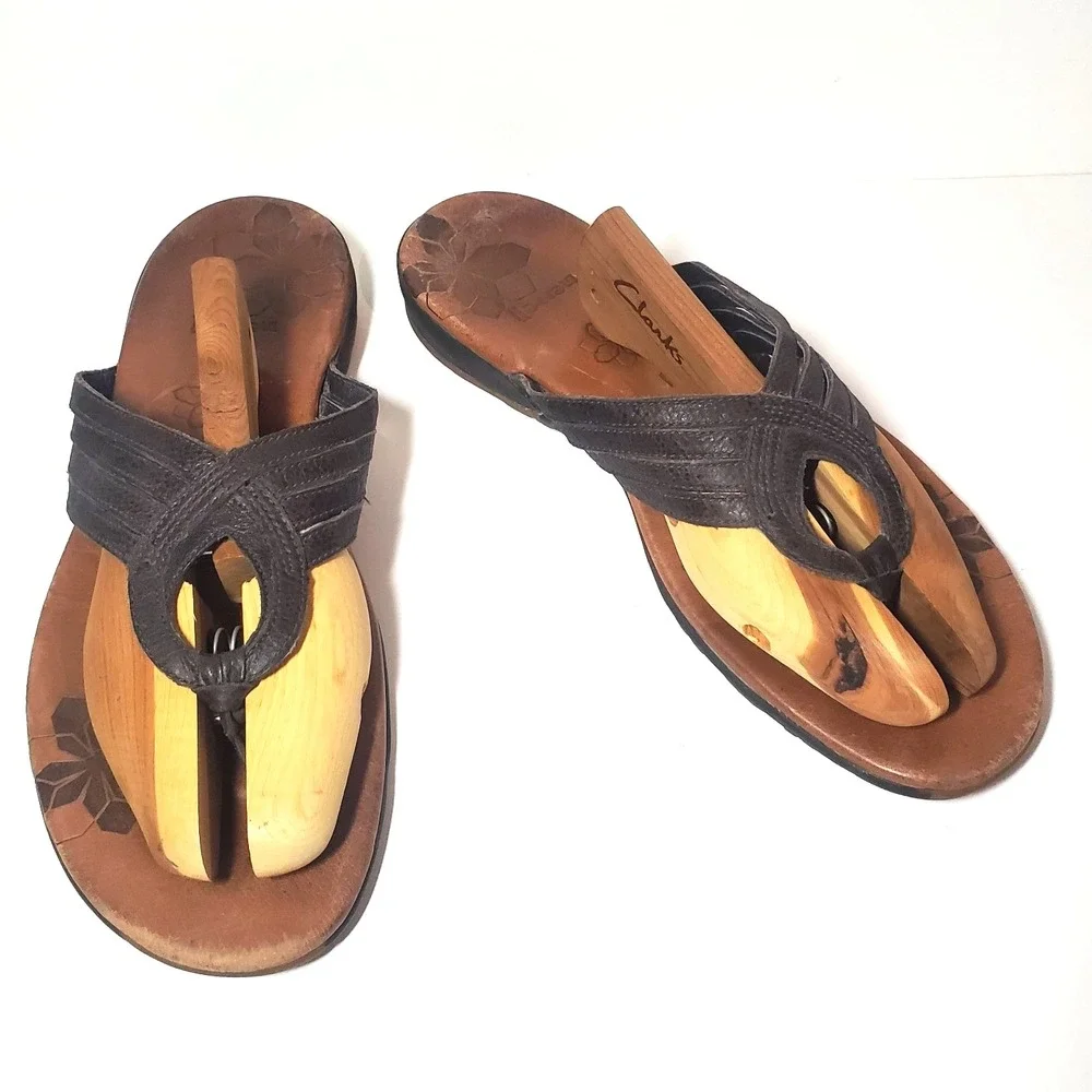 Merrell Thong Sandal Lidia Mahogany Women's Size 10 Leather J46304 Slip-on